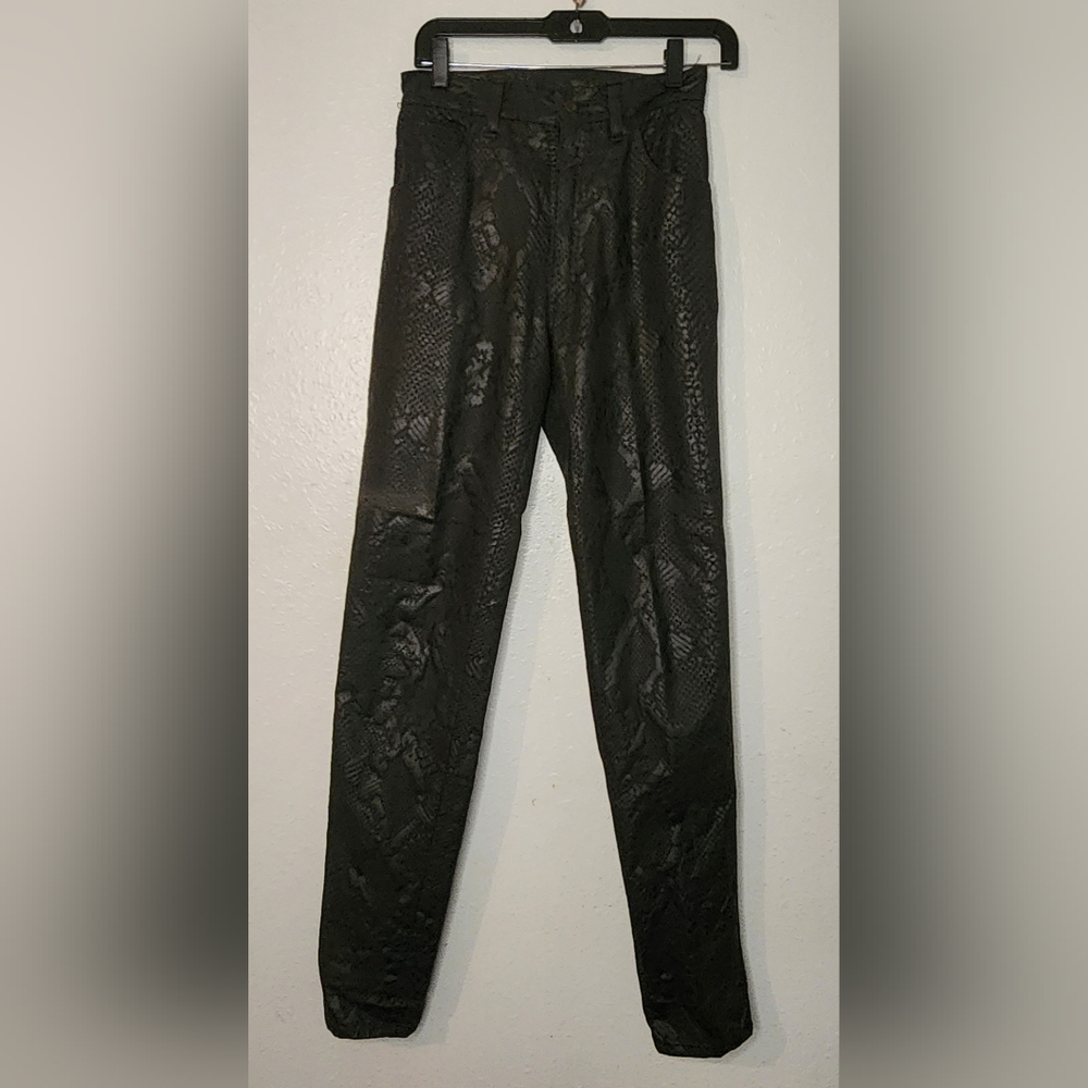 1983 Vintage ModZart London Punk Skinny Jeans Leather Pants Leopard